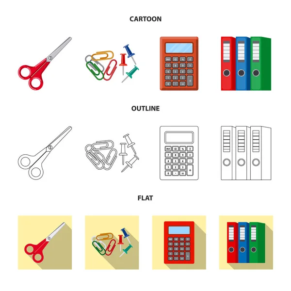 Isoliertes Büroobjekt und Versorgungssymbol. Set von Büro und Schule Vektor Illustration. — Stockvektor