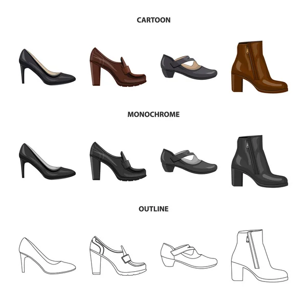 Vektor-Design von Schuhen und Frauenlogo. Kollektion von Schuhen und Fußstocksymbolen für das Web. — Stockvektor