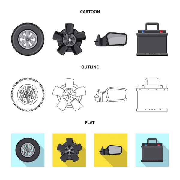 Diseño vectorial de auto y parte icono. Colección de auto y coche icono vectorial para stock . — Archivo Imágenes Vectoriales