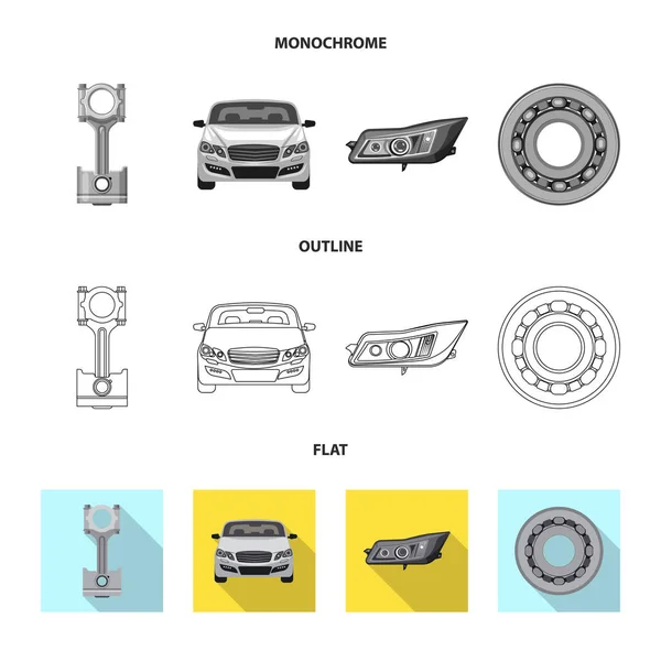Diseño vectorial de auto y logotipo de la pieza. Colección de auto y coche símbolo de stock para la web . — Vector de stock