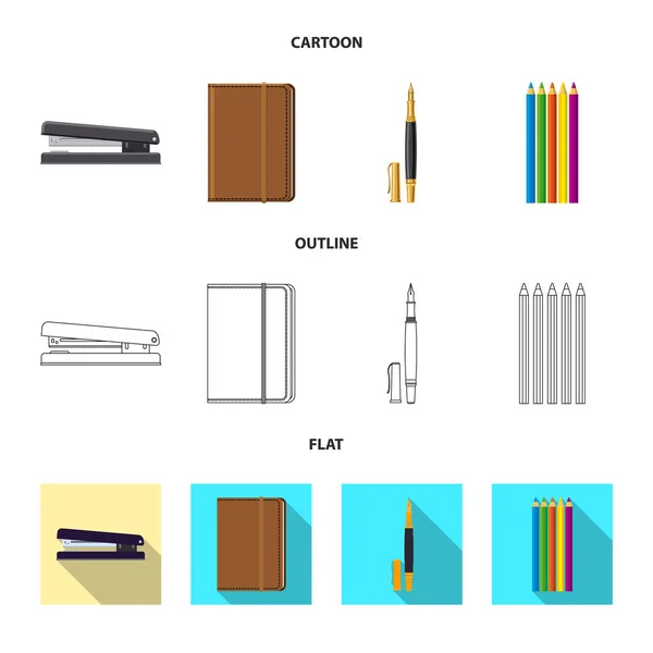 Geïsoleerde object van office en levering pictogram. Kantoor en school vector pictogram voor voorraad set. — Stockvector