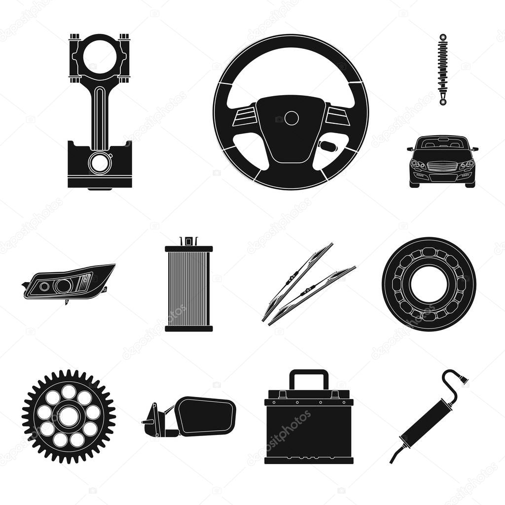 Isolated object of auto and part logo. Collection of auto and car stock vector illustration.