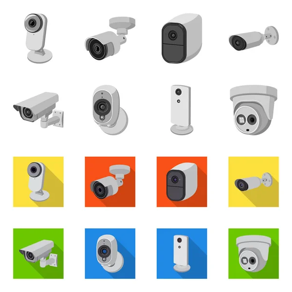 Ilustração vetorial de cctv e símbolo de câmera. Conjunto de cctv e sistema de símbolo de estoque para web . — Vetor de Stock