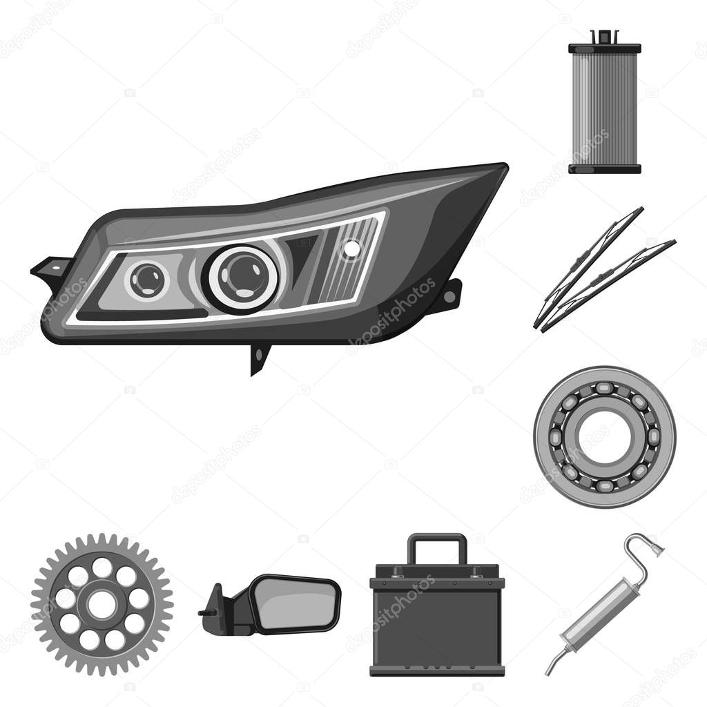Vector design of auto and part symbol. Collection of auto and car stock vector illustration.