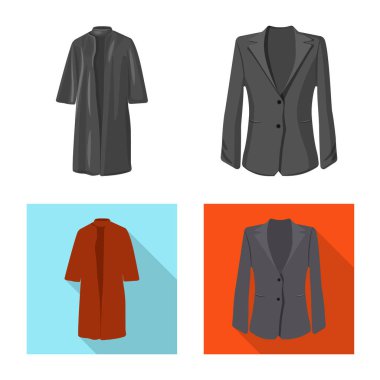 Kadın ve giyim işareti vektör tasarımı. Kadın ayarla ve stok vektör çizim giymek.