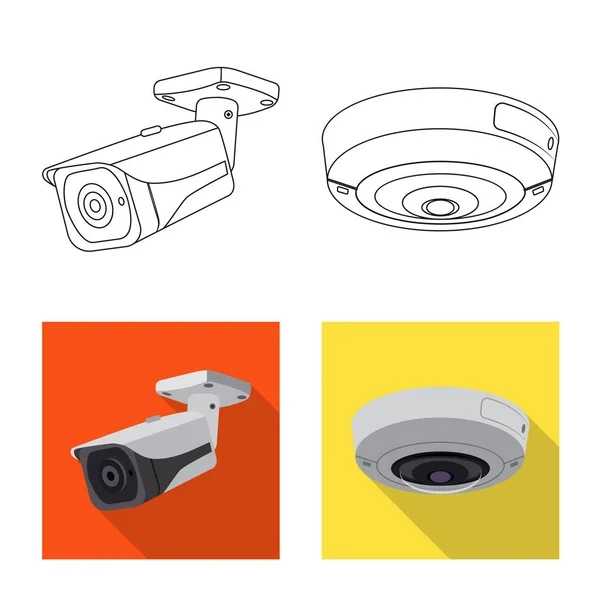 Objeto aislado de cctv y símbolo de la cámara. Colección de cctv y sistema de stock símbolo para web . — Vector de stock