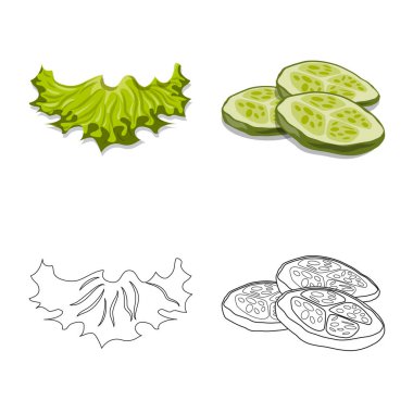 Burger ve sandviç simge vektör tasarımı. Burger ve dilim hisse senedi vektör çizim seti.