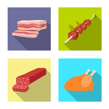 Et ve jambon simge vektör tasarımı. Et ve hisse senedi vektör çizim pişirme koleksiyonu.