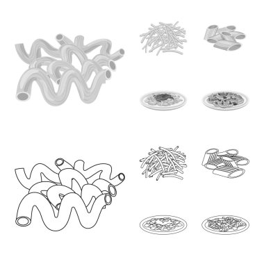 Makarna ve karbonhidrat logo vektör tasarımı. Makarna ve makarna koleksiyonu vektör hisse senedi simgesi.