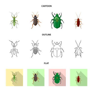 Böcek ve sinek simge vektör Illustration. Hisse senedi için böcek ve öğe vektör simge kümesi.