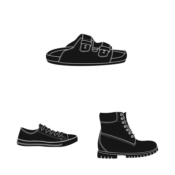 Design vettoriale dell'uomo e del logo del piede. Set di uomo e indossare stock simbolo per il web . — Vettoriale Stock