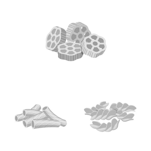 Vector ontwerp van pasta en koolhydraten logo. Collectie van pasta en macaroni vector pictogram voor voorraad. — Stockvector