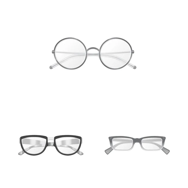 Vektorová design brýlí a rámečku symbolu. Kolekce brýlí a příslušenství skladem vektorové ilustrace. — Stockový vektor