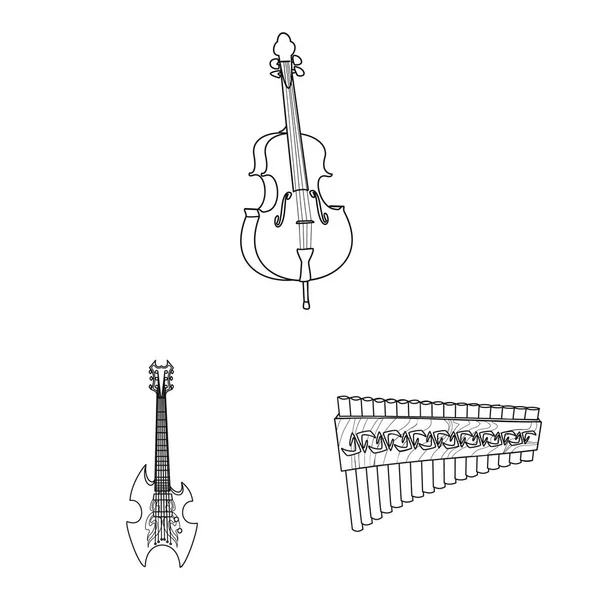Изолированный музыкальный объект и музыкальный знак. Коллекция музыкальных и инструментальных векторных значков для склада . — стоковый вектор