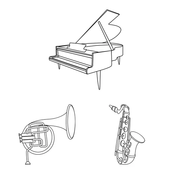 Obiect izolat de muzică și logo-ul de ton. Colecție de muzică și instrument pictogramă vector pentru stoc . — Vector de stoc