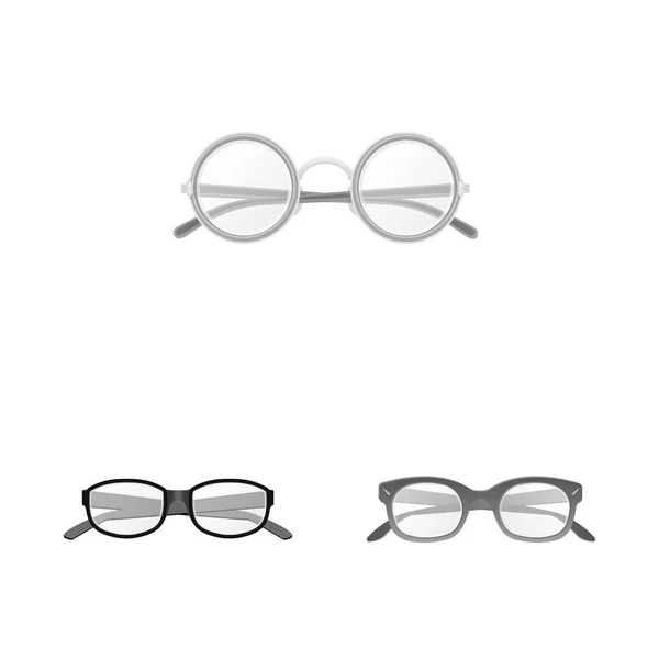 Illustration vectorielle de lunettes et de monture. Ensemble de lunettes et icône vectorielle accessoire pour stock . — Image vectorielle