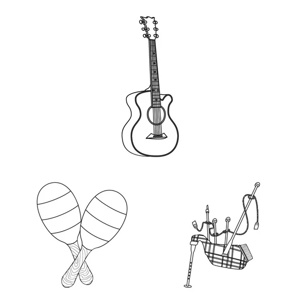 Diseño vectorial de música y sintonía. Colección de música e ilustración de vector de stock de herramientas . — Vector de stock