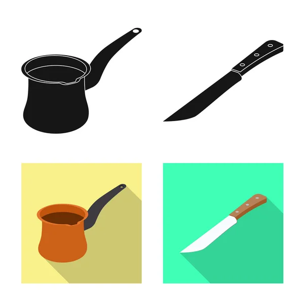 Изолированный объект кухни и символ повара. Коллекция кухонного и бытового инвентаря . — стоковый вектор