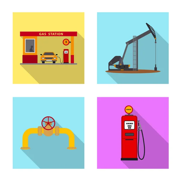 Vector design of oil and gas sign. Collection of oil and petrol stock symbol for web. — Stock Vector