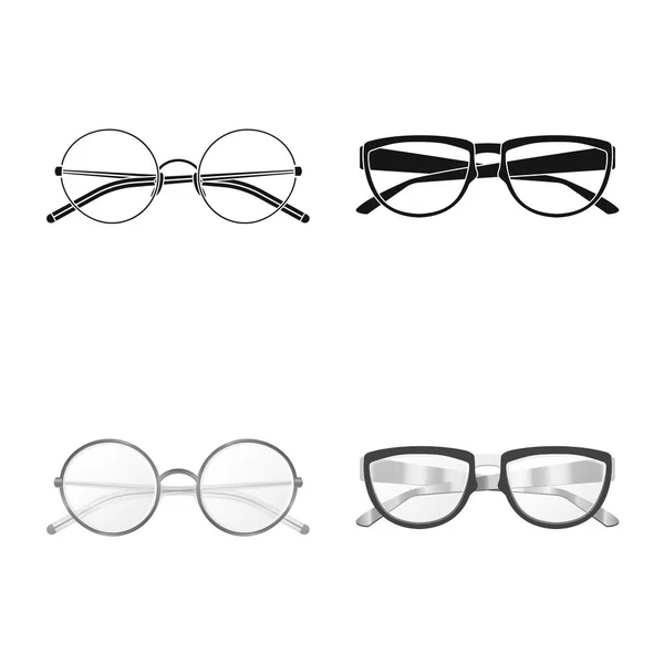 Ізольований об'єкт окулярів та логотипу рамки. Набір окулярів та аксесуарів Векторні ілюстрації . — стоковий вектор