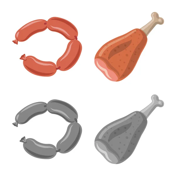 Illustrazione vettoriale dell'icona di carne e prosciutto. Set di illustrazione vettoriale carne e brodo di cottura . — Vettoriale Stock