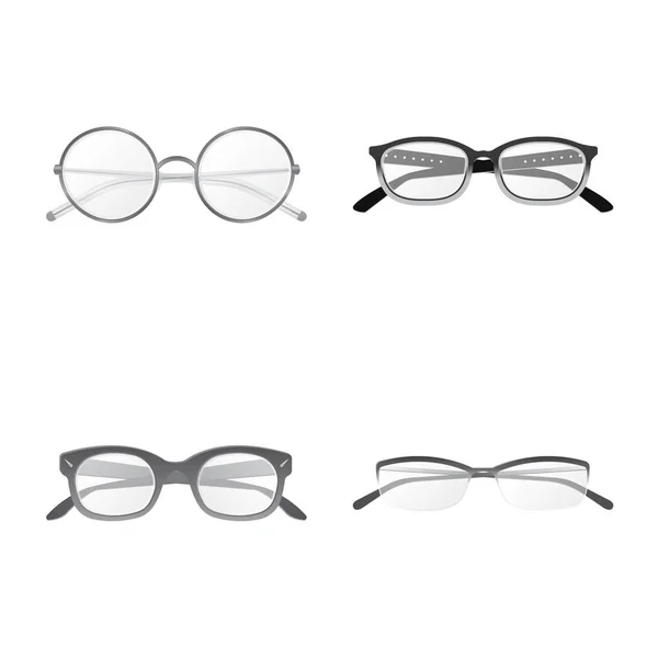 Vektorillustration av glas och ram ikon. Insamling av glasögon och tillbehör vector ikon för lager. — Stock vektor