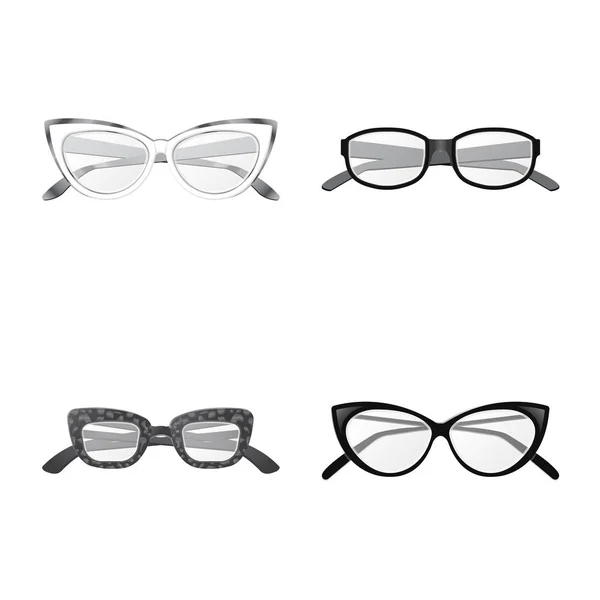 Ilustración vectorial de gafas y símbolo del marco. Colección de gafas y símbolo de stock accesorio para web . — Archivo Imágenes Vectoriales