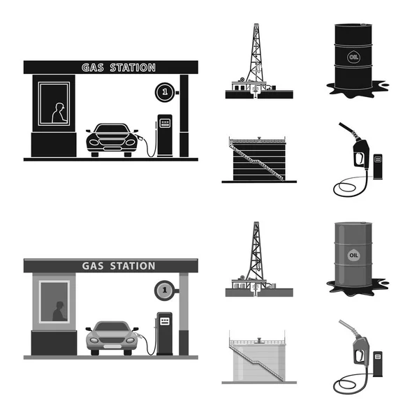 Geïsoleerde object van olie en gas teken. Collectie van olie en benzine vector pictogram voor voorraad. — Stockvector