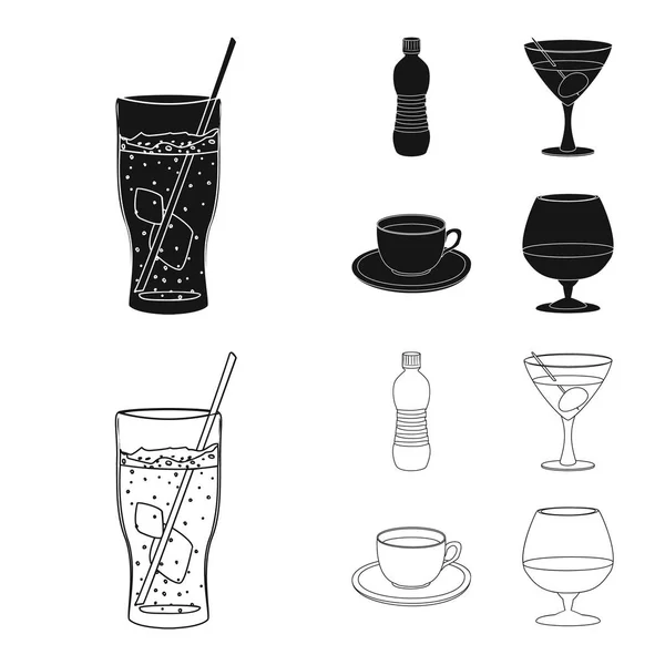 음료 및 바 로고의 벡터 그림입니다. 웹에 대 한 주식 기호 음료와 파티의 컬렉션. — 스톡 벡터