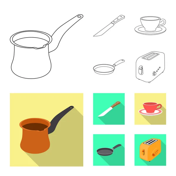 Objeto aislado de cocina e icono de cocinero. Conjunto de cocina y electrodomésticos icono vectorial para stock . — Vector de stock