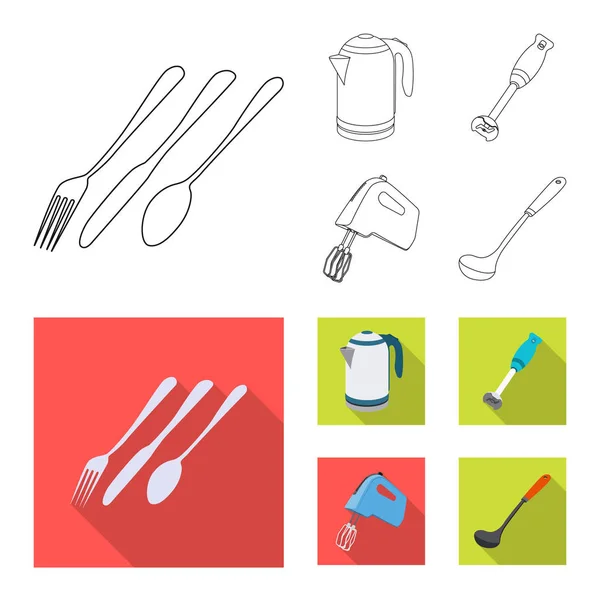 Vectorillustratie van keuken en cook logo. Set van keuken- en apparatenbouw voorraad vectorillustratie. — Stockvector