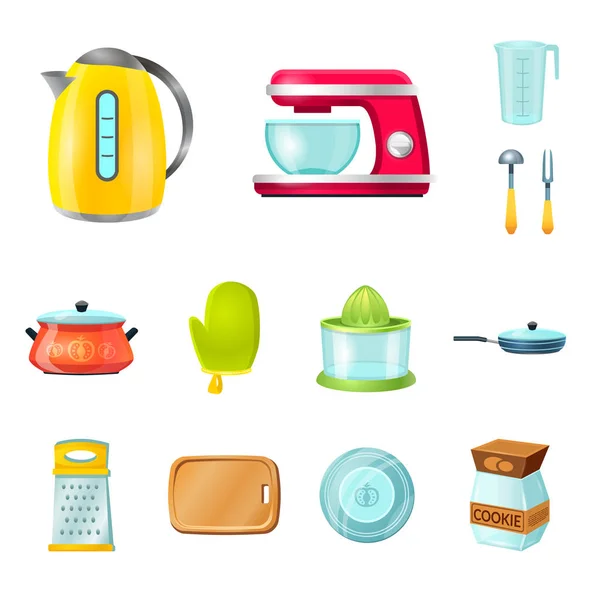 Isolated object of kitchen and cook logo. Collection of kitchen and appliance vector icon for stock. — Stock Vector