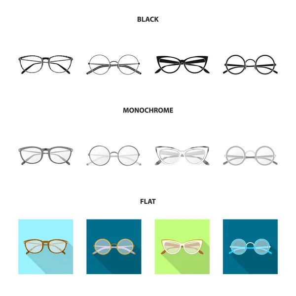 Vector design of glasses and frame symbol. Set of glasses and accessory stock vector illustration. — Stock Vector