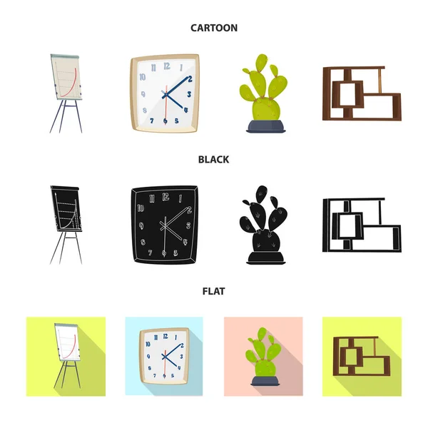 Ilustração vetorial de móveis e ícone de trabalho. Coleção de móveis e símbolo de estoque de casa para web . — Vetor de Stock