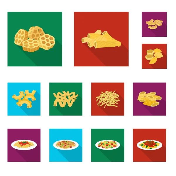 Diseño vectorial de pasta y símbolo de carbohidratos. Set de pasta y macarrones para web . — Archivo Imágenes Vectoriales