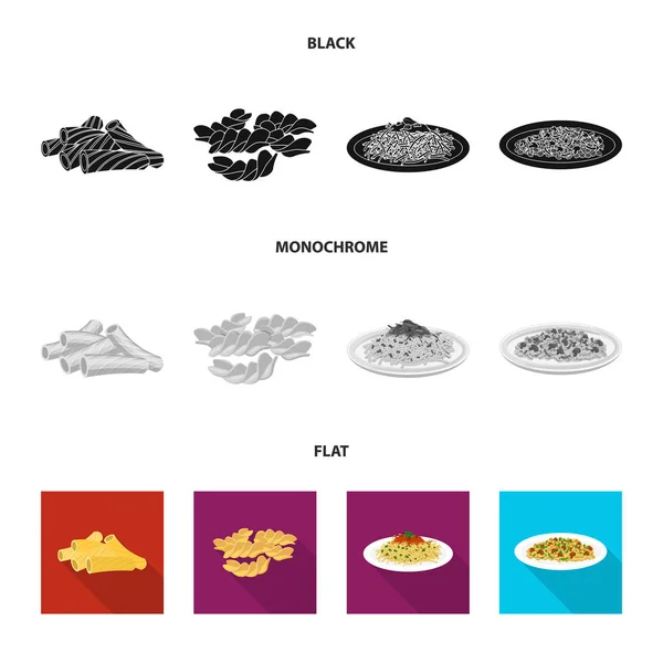 Na białym tle obiekt symbolu makaron i węglowodanów. Zestaw z makaronu i makaron symbol giełdowy dla sieci web. — Wektor stockowy