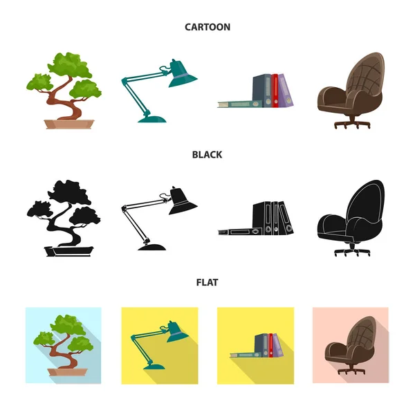 Isolé objet de mobilier et icône de travail. Ensemble de meubles et illustration vectorielle de stock de maison . — Image vectorielle