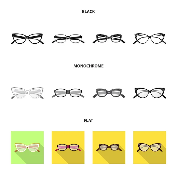 Ilustração vetorial de óculos e logotipo da moldura. Coleção de óculos e ícone de vetor acessório para estoque . —  Vetores de Stock