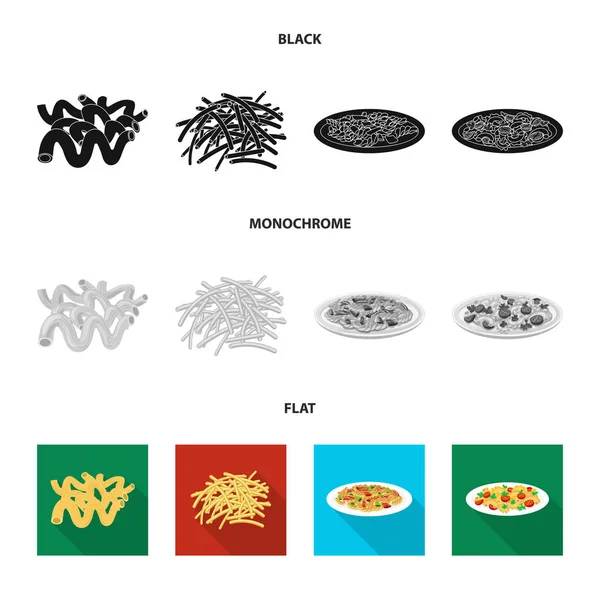 Makarna ve karbonhidrat işareti vektör tasarımı. Makarna ve makarna koleksiyonu stok web simgesi.