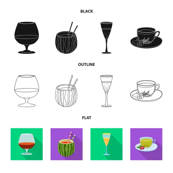 Objeto aislado de bebida y signo de bar. Colección de bebidas y símbolo de stock de fiesta para la web . — Vector de stock