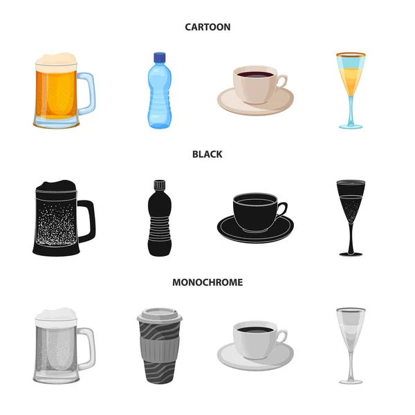 Diseño vectorial del icono de la bebida y la barra. Colección de bebidas e ilustración del vector de stock de partido . — Archivo Imágenes Vectoriales