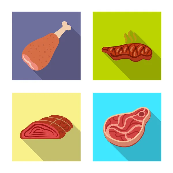 Conception vectorielle de la viande et du jambon signe. Collecte de viande et icône vectorielle de cuisson pour le stock . — Image vectorielle
