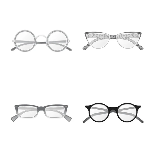Vektorová design brýlí a rám loga. Kolekce brýlí a příslušenství skladem vektorové ilustrace. — Stockový vektor