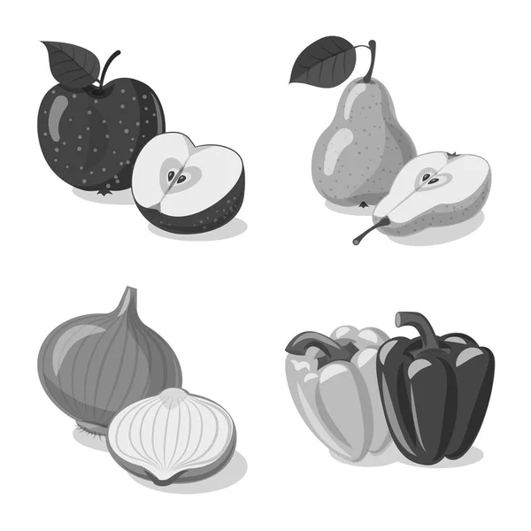 Design vettoriale del segno di frutta e verdura. Set di verdure e vegetariano stock simbolo per il web . — Vettoriale Stock
