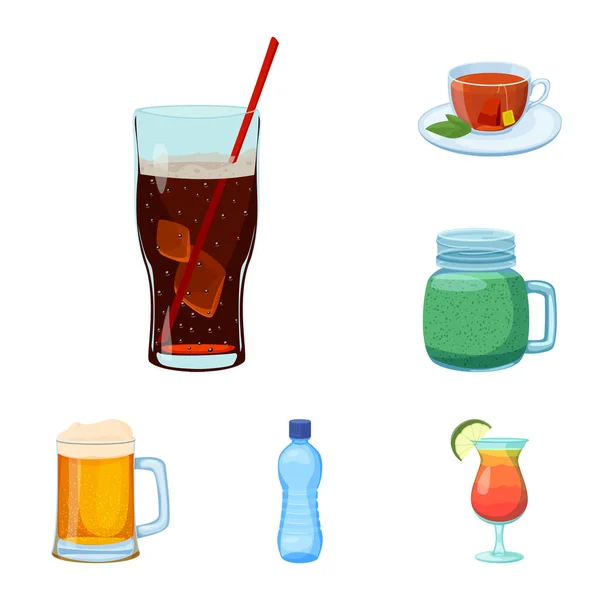 Vektor-Design von Getränken und Bar-Logo. Sammlung von Getränken und Party Stock Vector Illustration. — Stockvektor