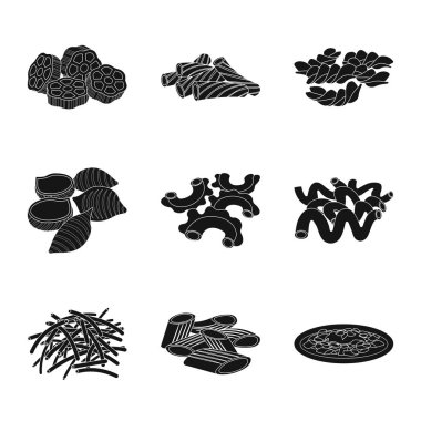 Makarna ve karbonhidrat simge vektör Illustration. Hisse senedi için makarna makarna ve vektör simge kümesi.