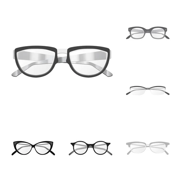 Conception vectorielle des lunettes et du logo du cadre. Collection de lunettes et accessoire stock symbole pour web . — Image vectorielle