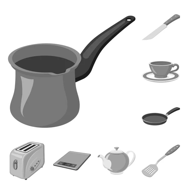 Vector design of kitchen and cook icon. Set of kitchen and appliance vector icon for stock. — Stock Vector