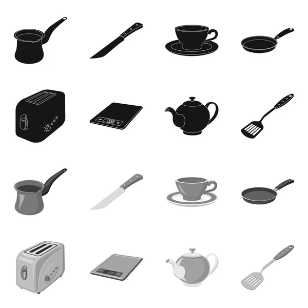 Vektorillustration av kök och koka symbol. Samling av kök och apparaten lager vektorillustration. — Stock vektor