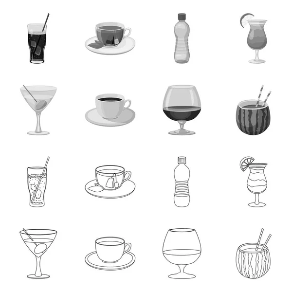 Illustrazione vettoriale dell'icona della bevanda e del bar. Set di icone vettoriali per bevande e feste per magazzino . — Vettoriale Stock